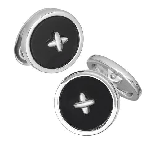Jan Leslie Gemstone Button Sterling Cufflinks In Black