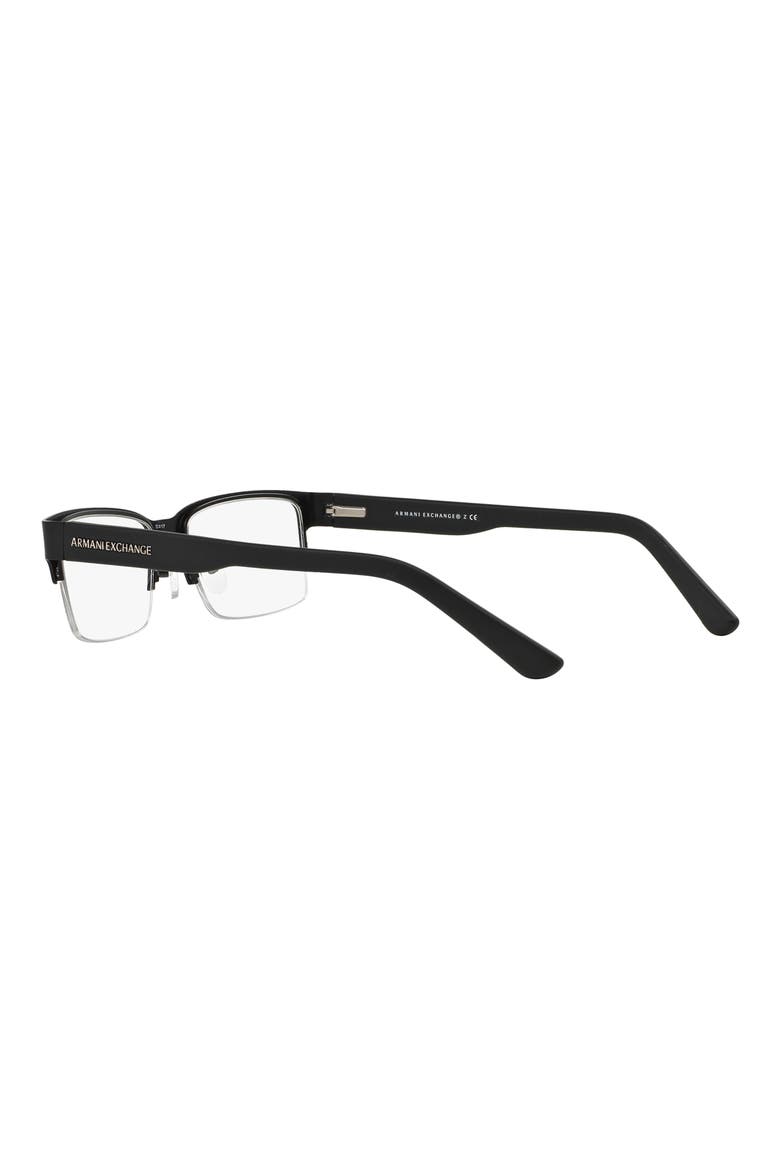 53mm Semirimless Rectangular Optical Glasses, Alternate, color, BLACK
