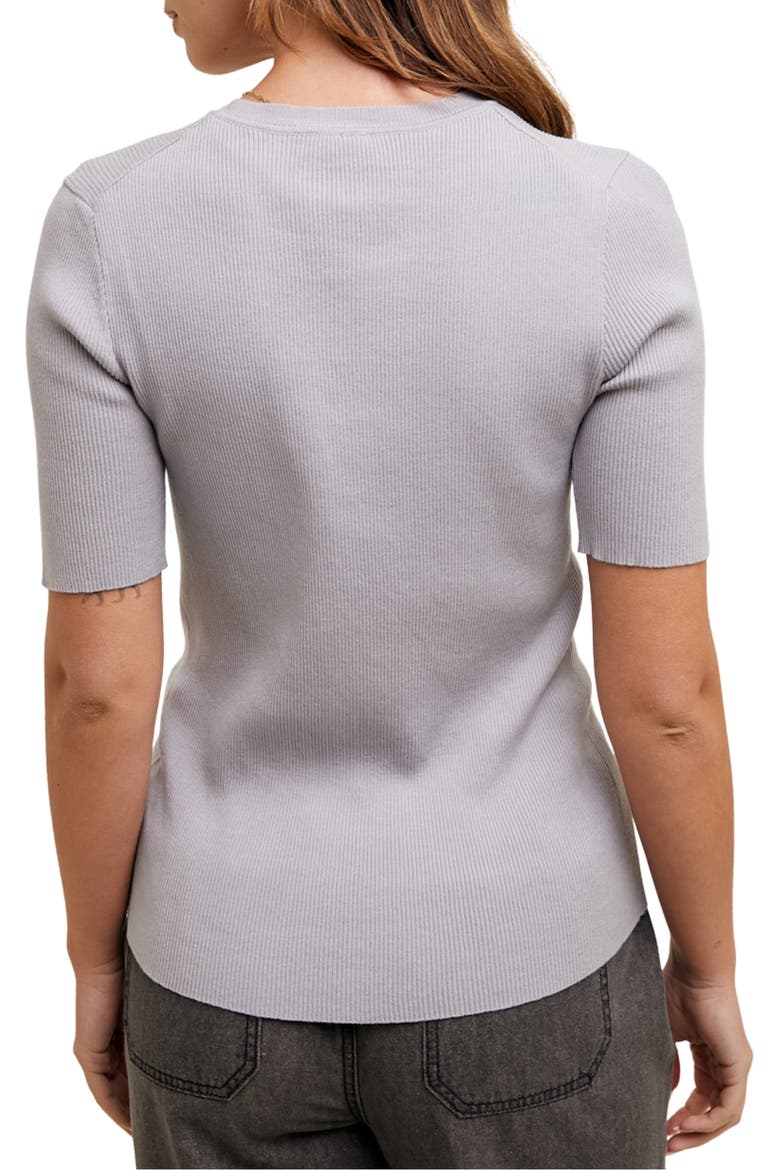 Ribbed Short Sleeve Knit Top, Alternate, color, DOVE