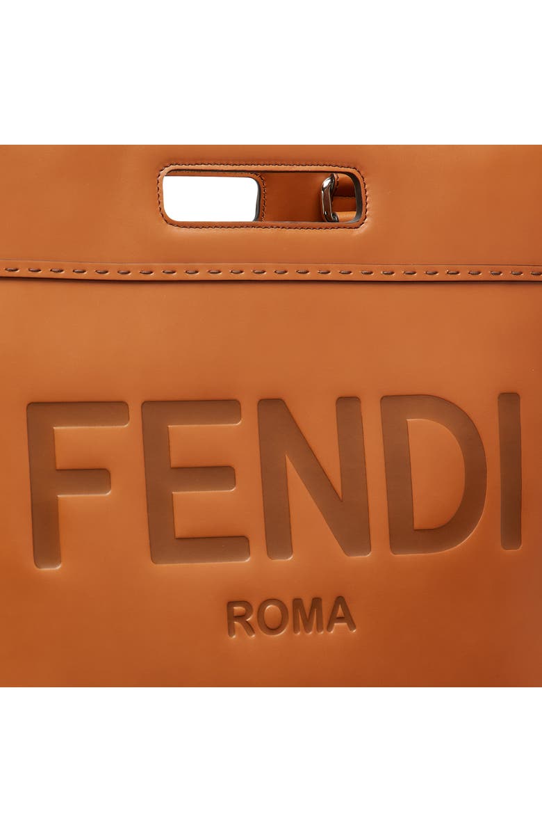 Fendi Logo Debossed Leather Tote, Alternate, color,