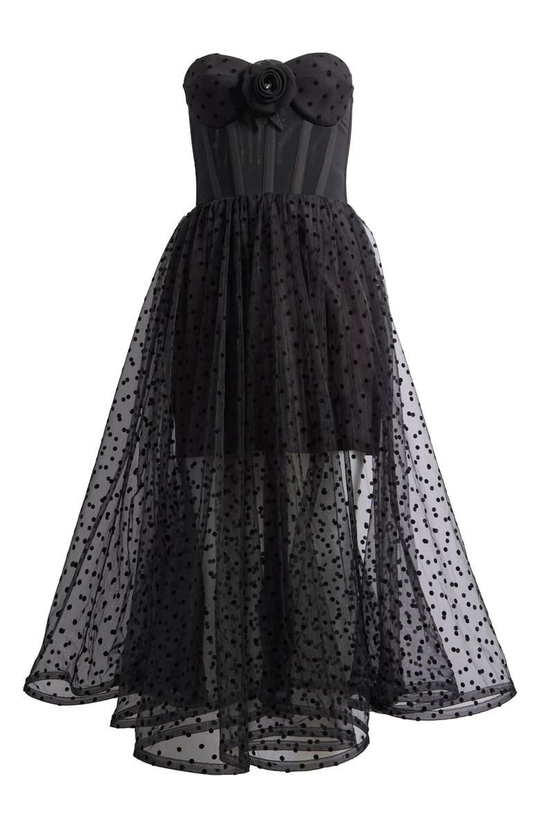 HELSI Valen Flocked Strapless Party Dress, Main, color, Black
