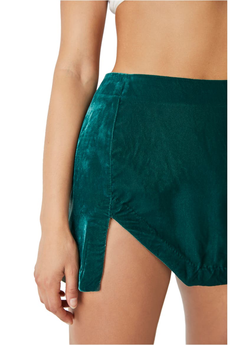 Annalise Side Vent Velvet Miniskirt, Alternate, color, DEEP TEAL