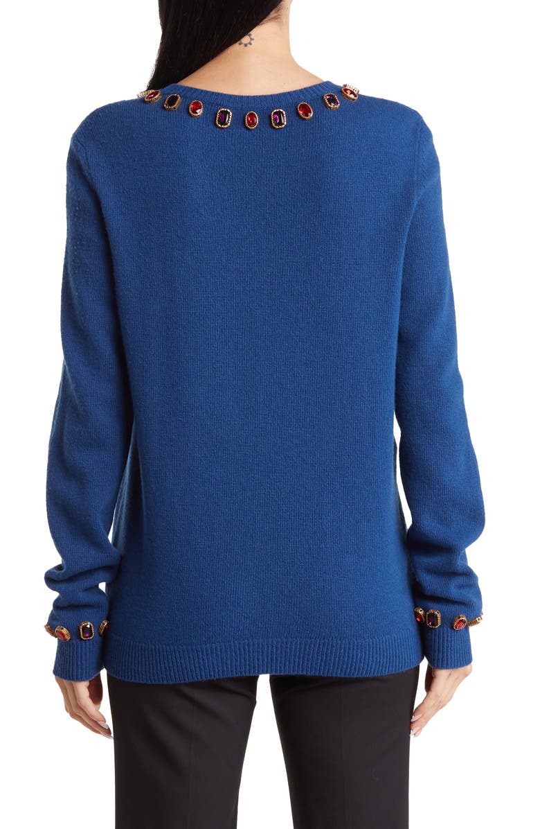 Gucci Jewel Accent LA Wool Pullover, Alternate, color, Dark Blue
