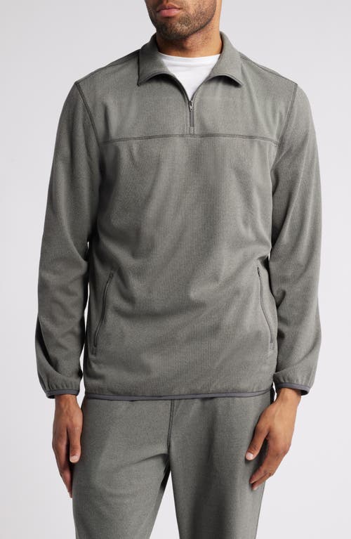 Daniel Buchler Piqué Knit Quarter Zip Lounge Top in Charcoal 