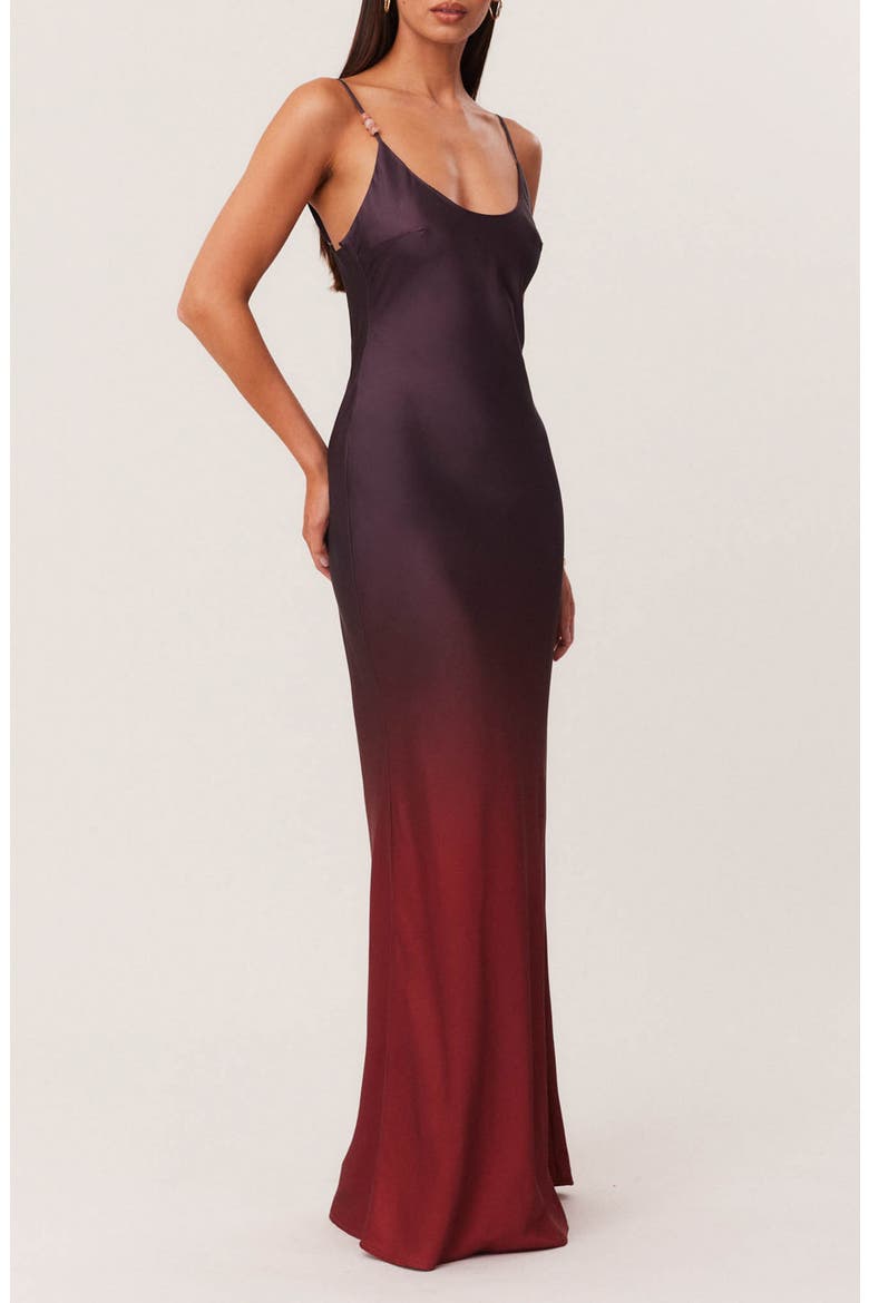 Amaya Ombré Satin Slipdress, Alternate, color, PLUM OMBRE