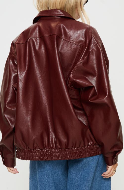 Princess Polly Devija Oversize Faux Leather Jacket In Burgundy