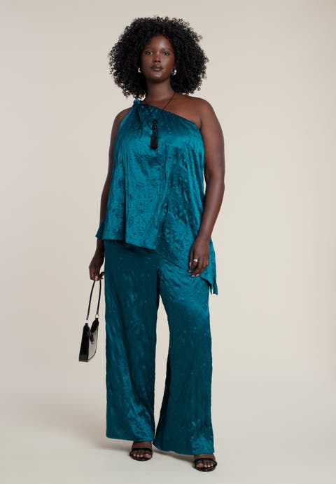 Crinkle Satin Wide-Leg Pant (Plus)