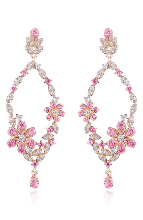 Meadow 14K Rose Gold Plated Sterling Silver Pink & White Sapphire Drop Earrings
