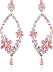 House of Frosted Meadow 14K Rose Gold Plated Sterling Silver Pink & White Sapphire Drop Earrings