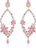 House of Frosted Meadow 14K Rose Gold Plated Sterling Silver Pink & White Sapphire Drop Earrings
