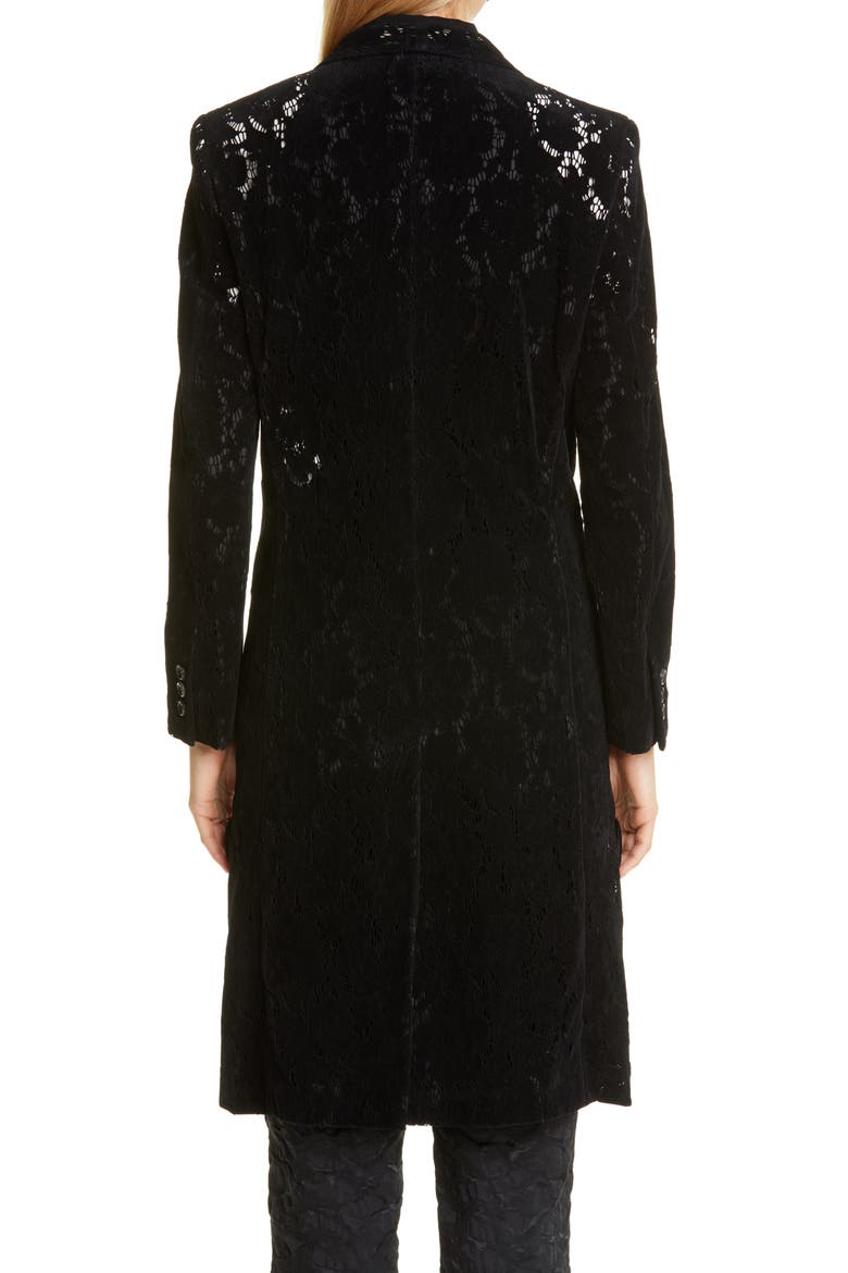 Flocked Lace Coat, Alternate, color, BLACK