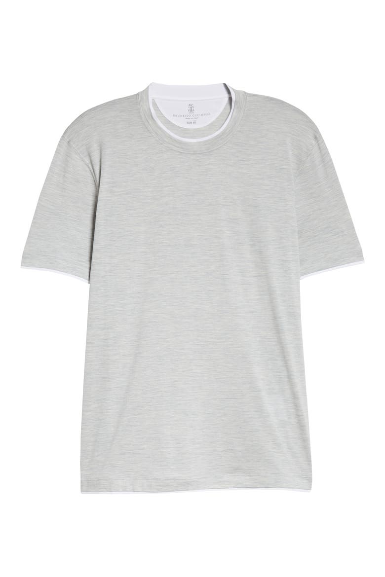 Men's Slim Fit Silk & Cotton T-Shirt, Alternate, color, CC559 PEARL GREY