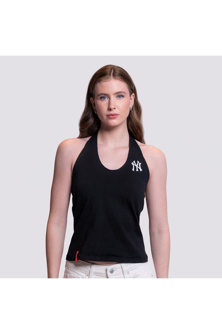 Women's Lusso Black New York Yankees Noelle V-Neck Tank Top, Alternate, color, Black