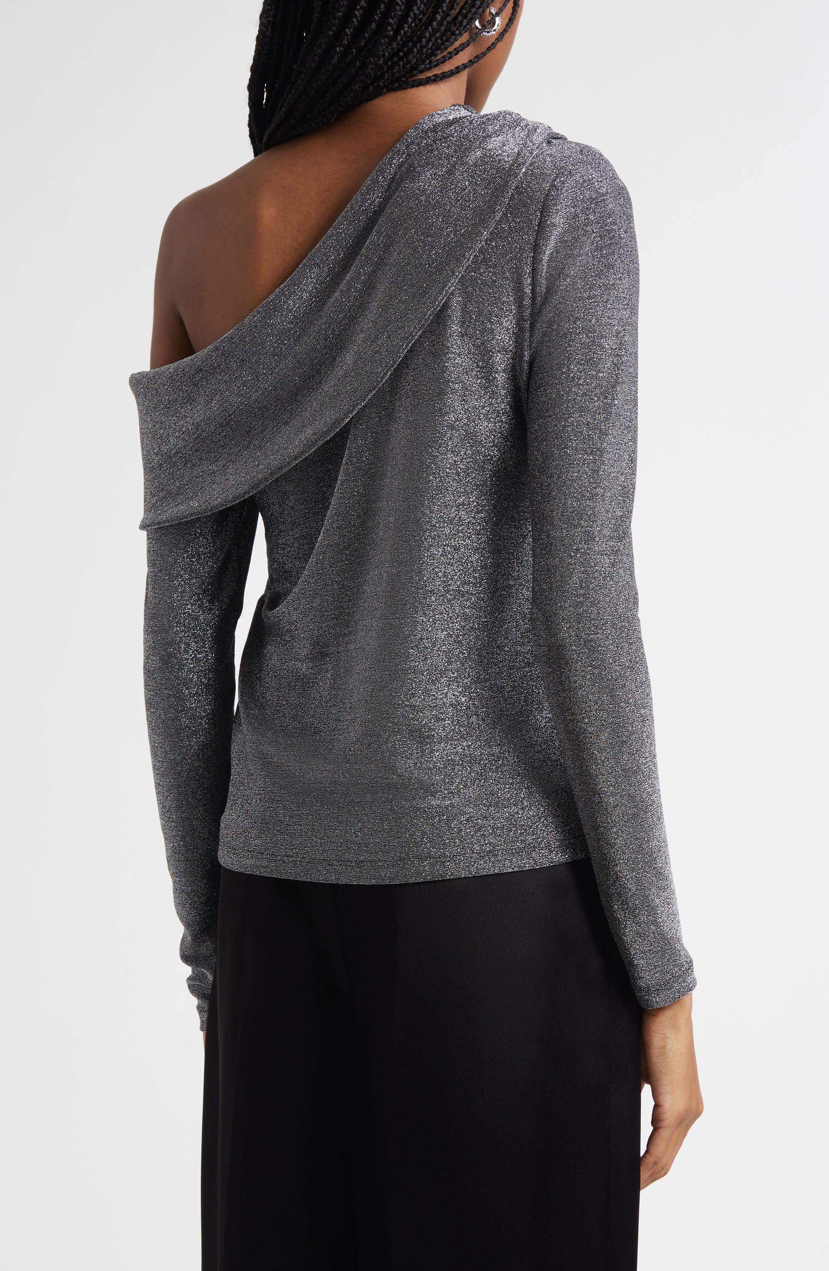 Carrie Metallic One-Shoulder Top - image 2