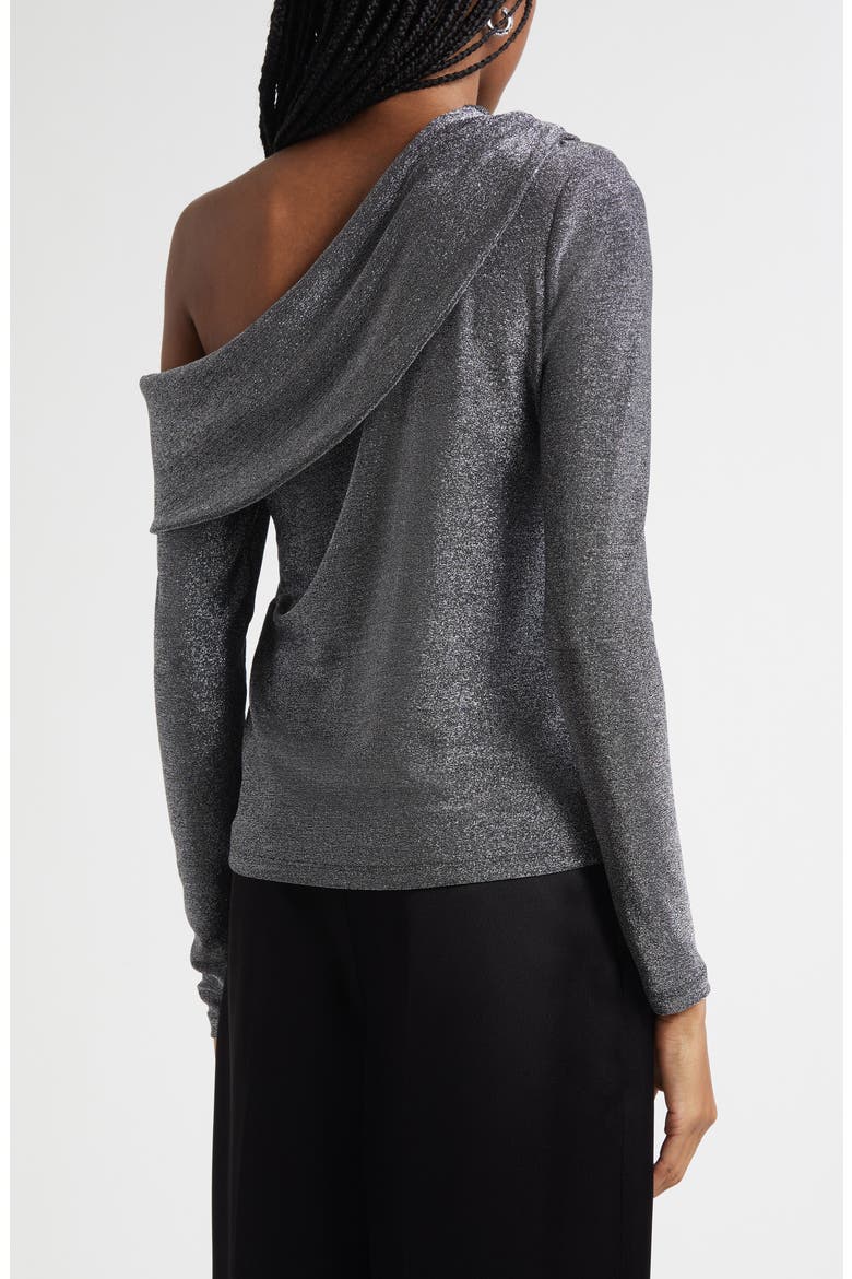 Carrie Metallic One-Shoulder Top, Alternate, color, SILVER KNIT