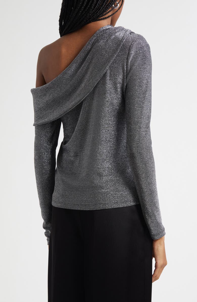 Ramy Brook Carrie Metallic One-Shoulder Top, Alternate, color, Silver Knit