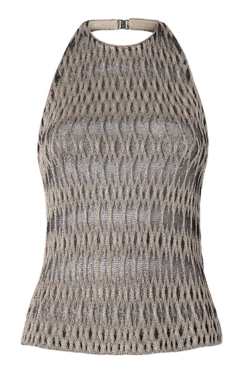 Missoni 3d Diamond Mixed Viscose Top With Halter Neck, Alternate, color, Green& Brown