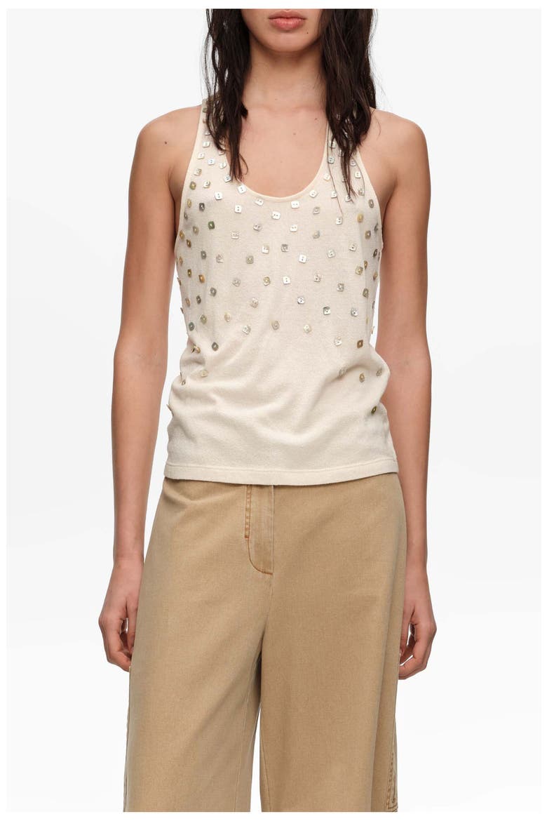 Top With Mother-Of-Pearl Pieces, Main, color, BEIGE