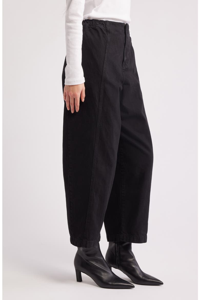 Balloon Cotton Twill Pants, Alternate, color, BLACK