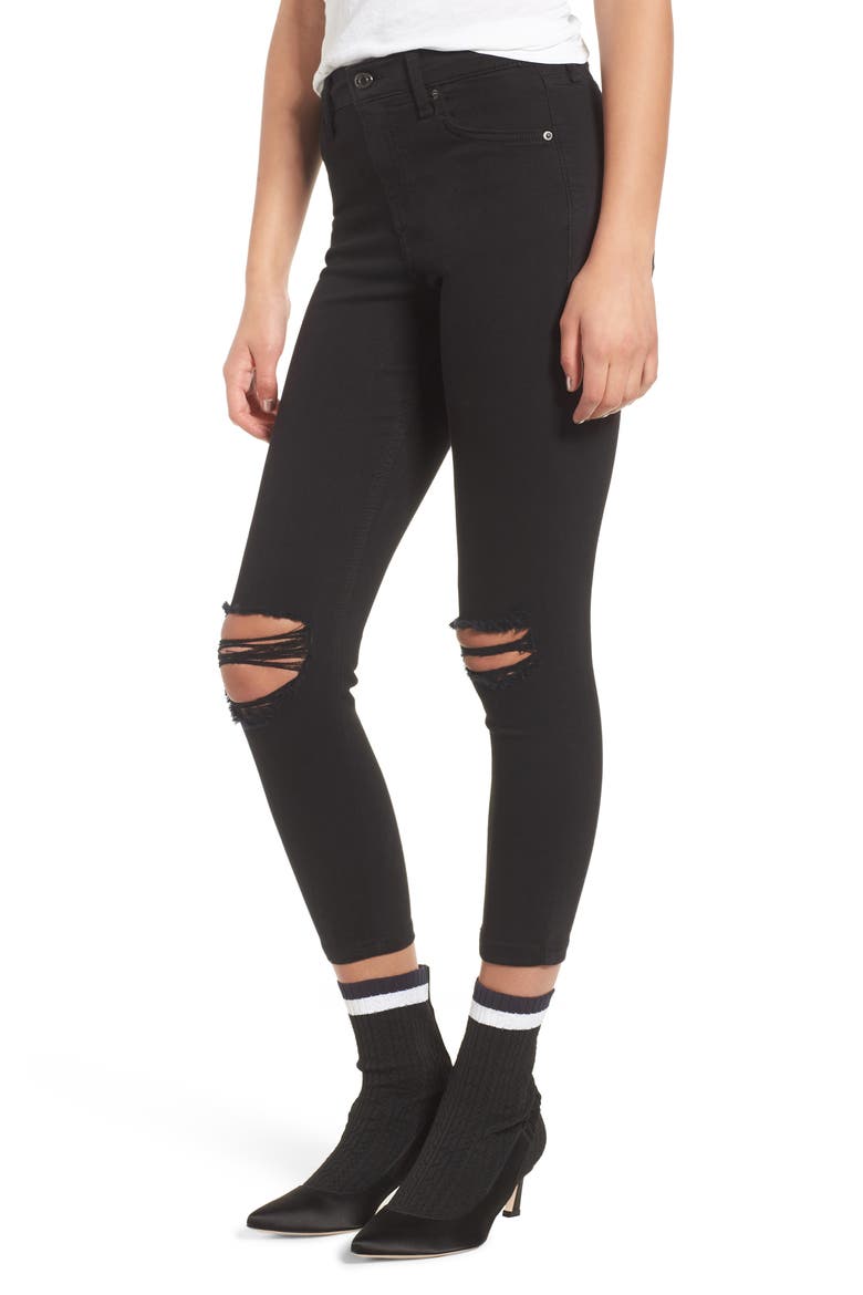 Jamie High Waist Ripped Black Jeans, Main, color, BLACK