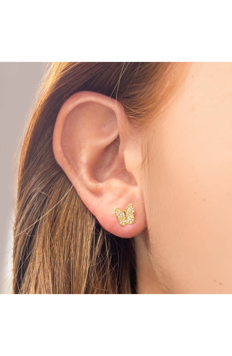 The Lovery Fine Jewelry Diamond Butterfly Stud Earrings, Alternate, color, Yellow Gold