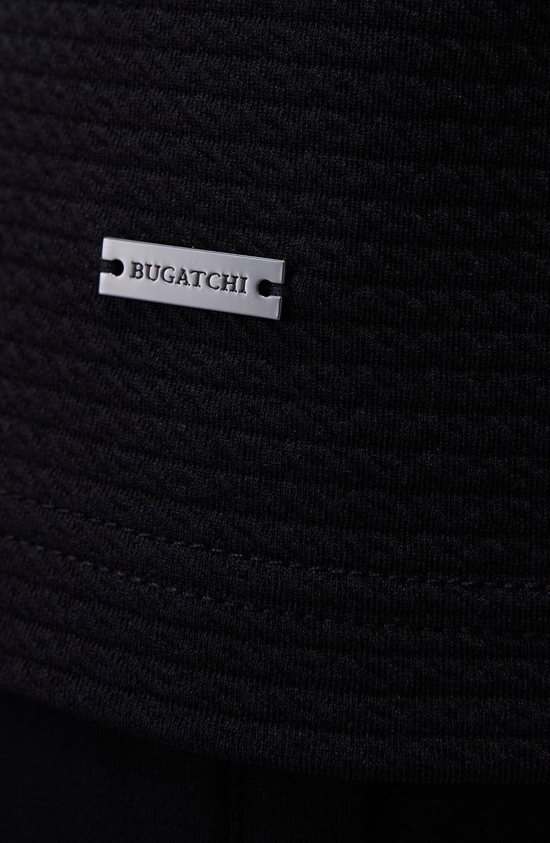 Bugatchi Waffle Knit Quarter Zip Performance Pullover, Alternate, color, Black
