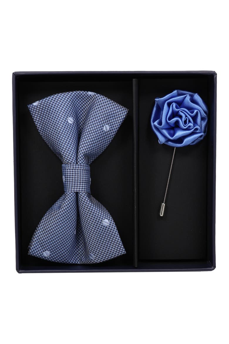 Dot Bow Tie & Lapel Pin Set, Main, color, NAVY/ BLUE