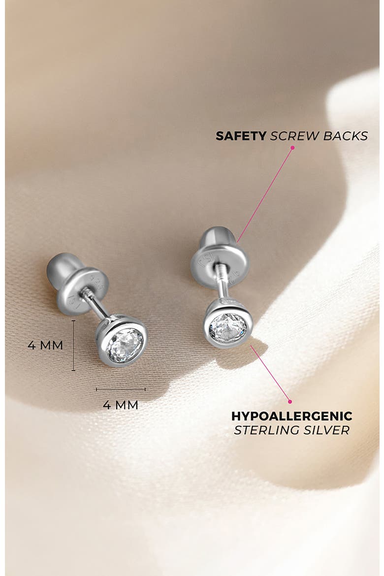 Bezel Set Solitaire Earrings, Alternate, color, Silver