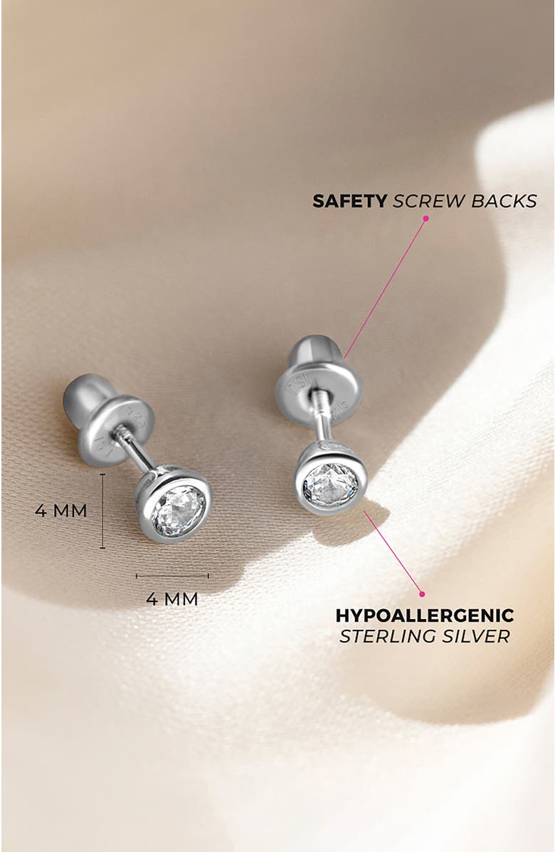 In Season Jewelry Bezel Set Solitaire Earrings, Alternate, color, Silver