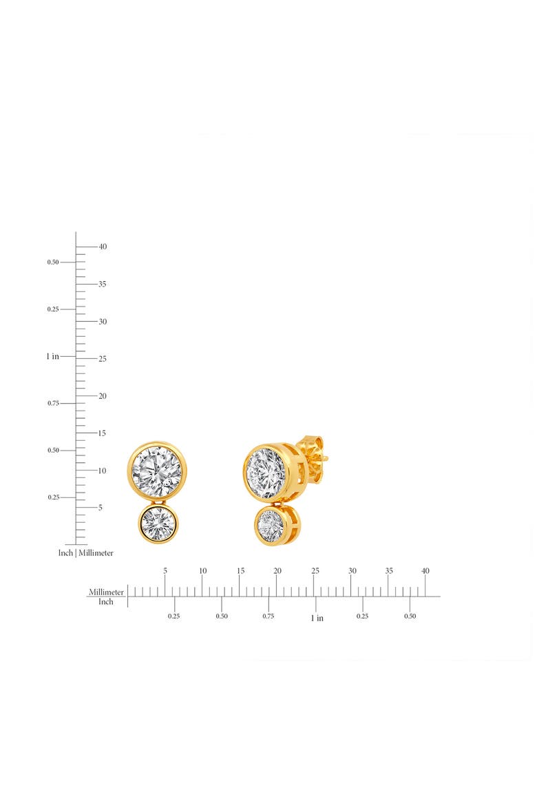 Brilliant-Cut Cubic Zirconia Double Stud Earrings, Alternate, color, GOLD