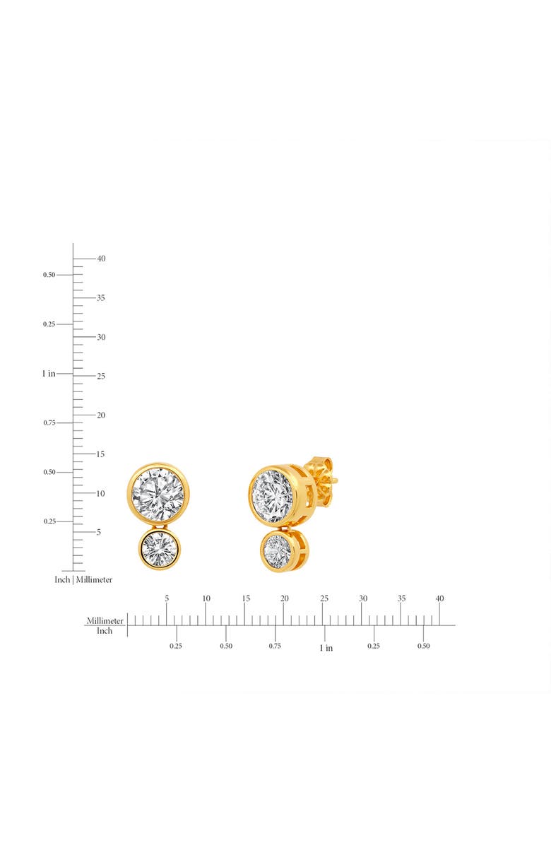 Crislu Brilliant-Cut Cubic Zirconia Double Stud Earrings, Alternate, color, Gold