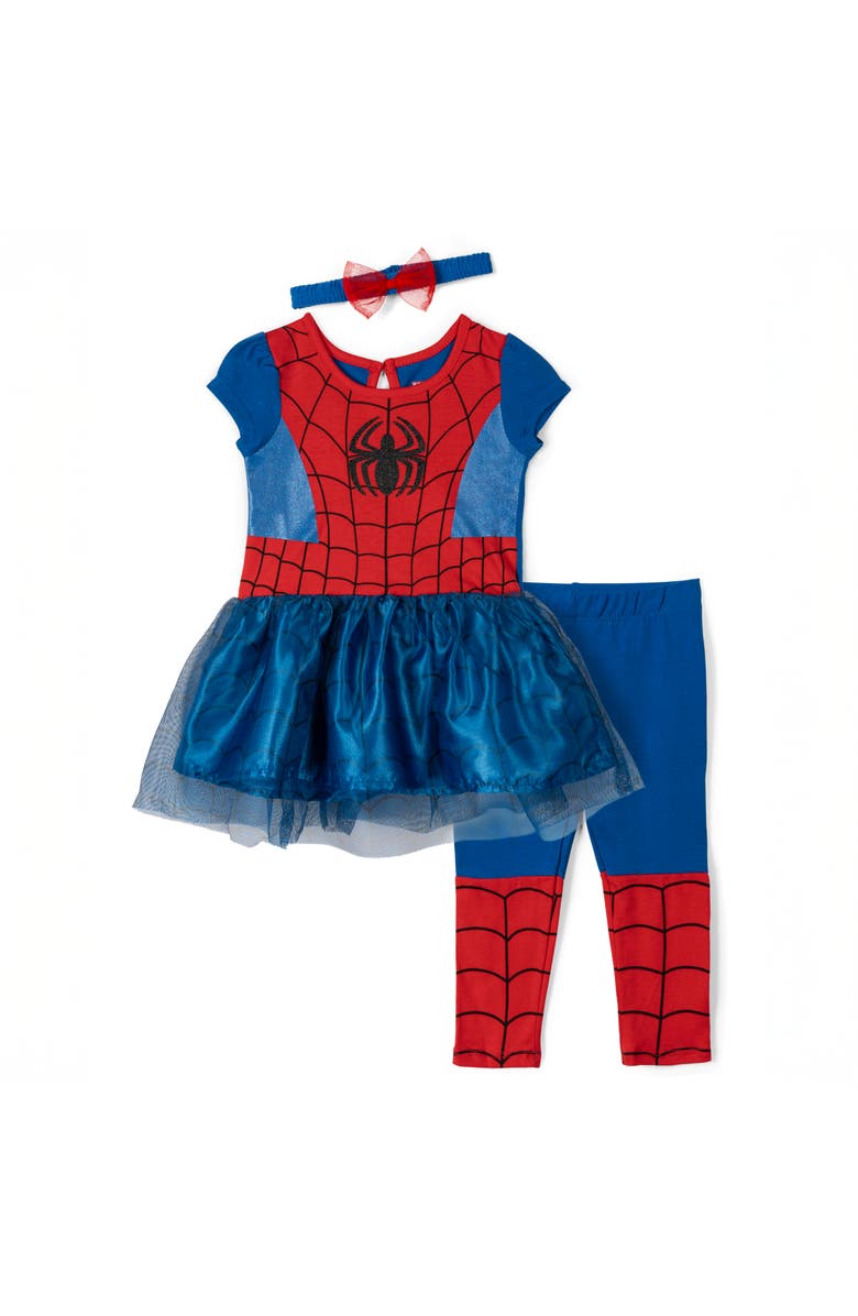 Marvel Spider-Man Cosplay Tutu Dress and Leggings Set, Main, color, Spider Man Red Blue