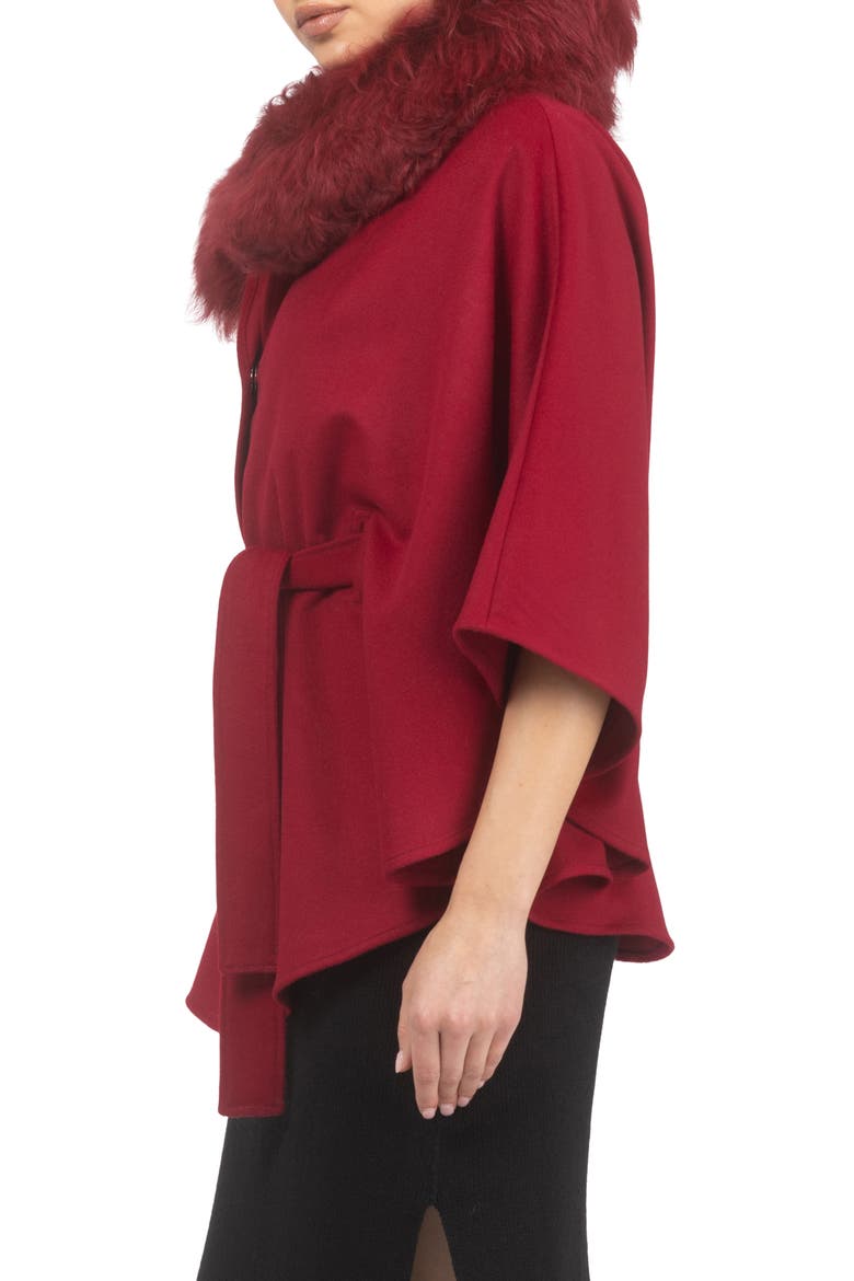 Wool Belted Cape, Alternate, color, WINE
