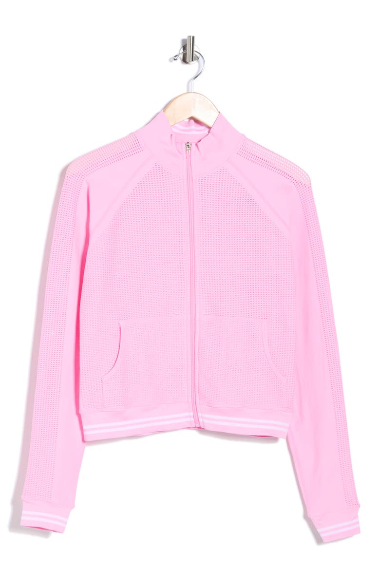 Seamless Net Play Tennis Jacket, Alternate, color, PINK PEONY/ WHITE