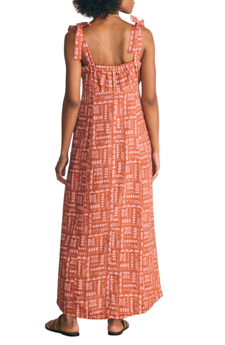 Faherty Anna Kahalekulu Kendall Linen Maxi Sundress, Alternate, color, Red Naupaka