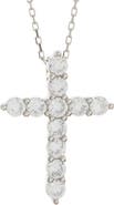 SUZY LEVIAN Sterling Silver White Cubic Zirconia Cross Pendant Necklace