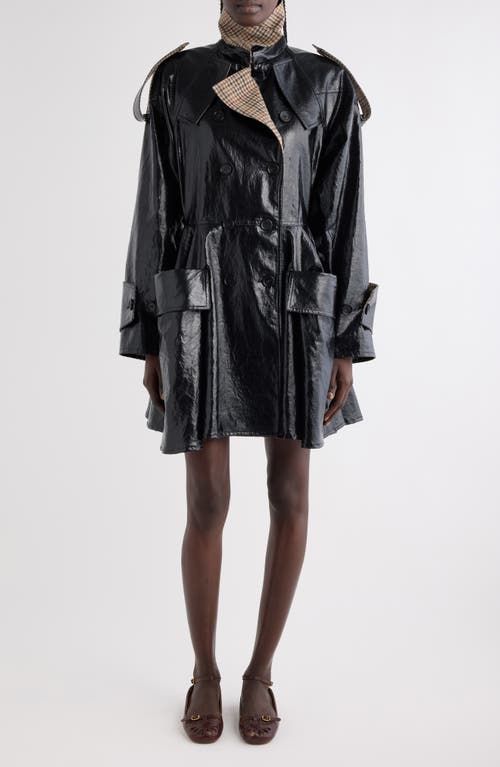 Chloé Coated Linen Belted Riding Trench Coat In Black