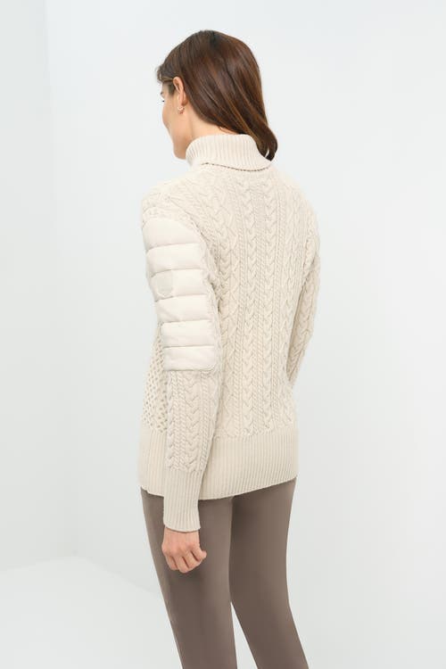 Anatomie Eloisa Cableknit And Nylon Padded Sweater In Neutral