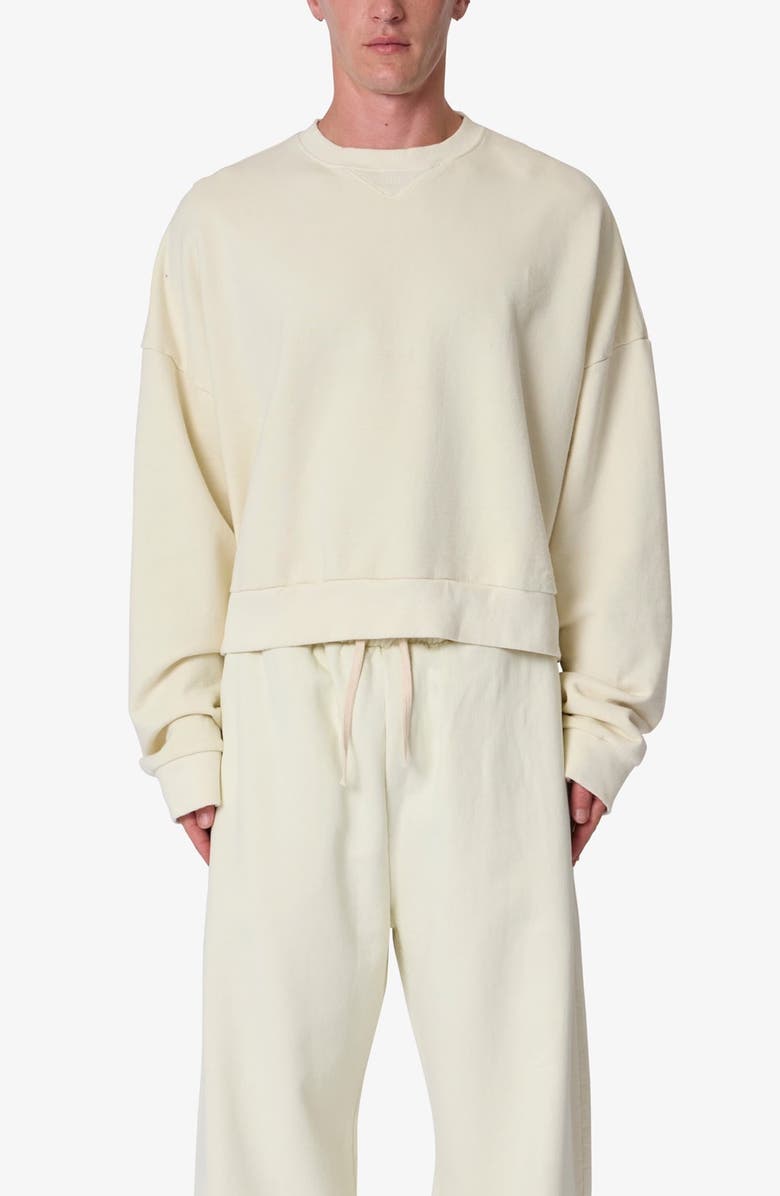 mnml Crop Cotton Crewneck Sweatshirt, Alternate, color, Off White