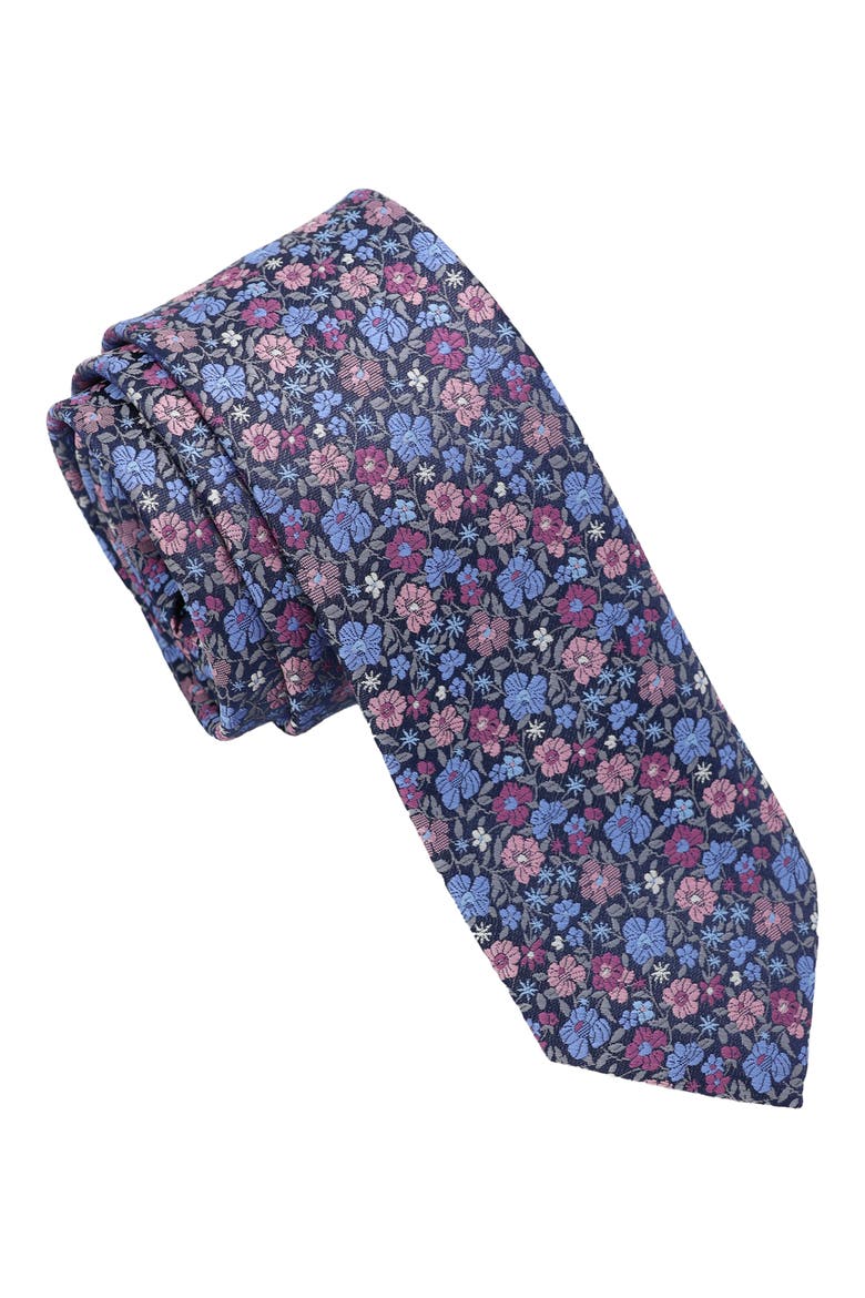Floral Tie, Main, color, NAVY BERRY