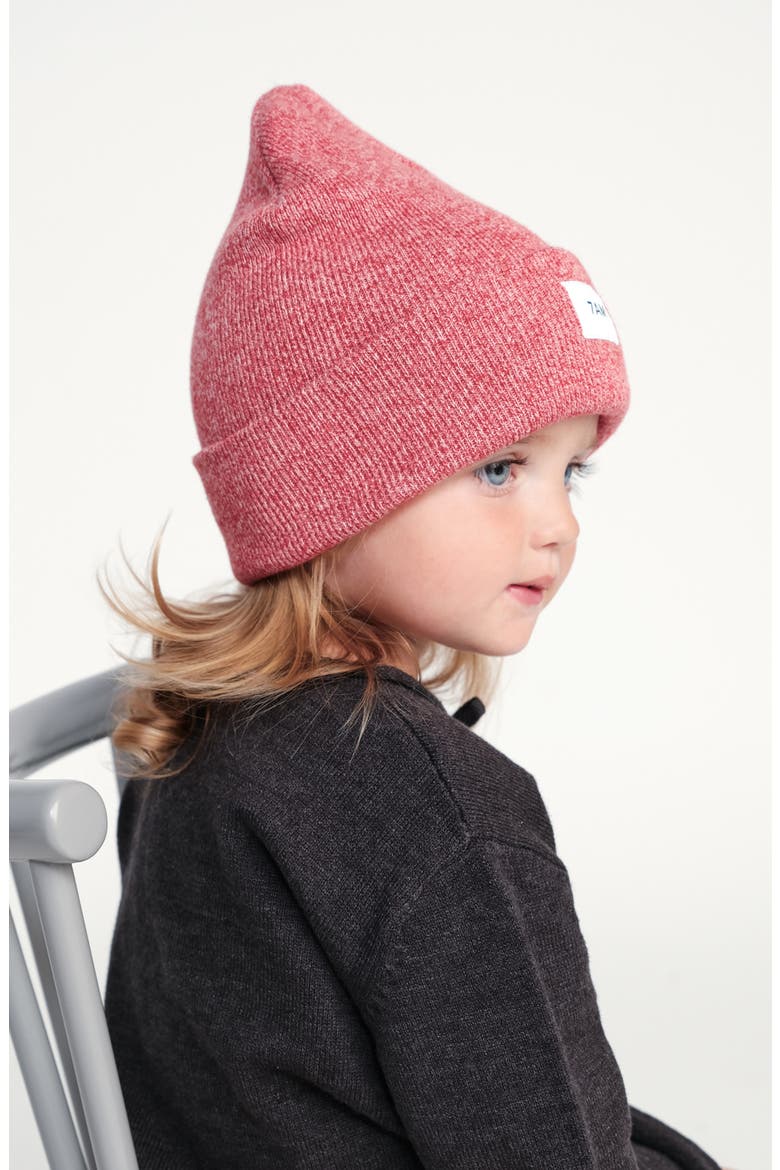 Kids' Heathered Beanie, Alternate, color, RED