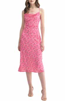 All in Favor Floral Cowl Neck Strappy Back Dress