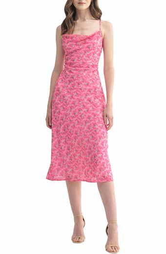 All in Favor Floral Cowl Neck Strappy Back Dress