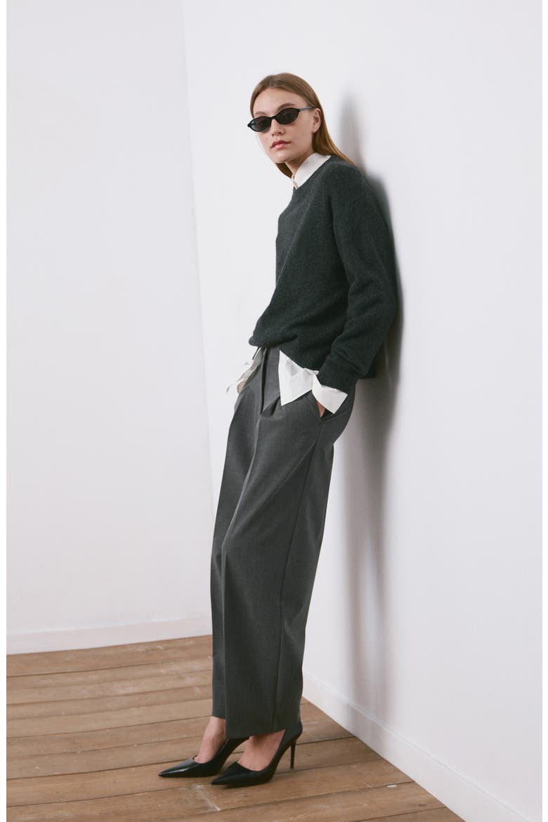 Pleated Straight Leg Pants, Alternate, color, GREY