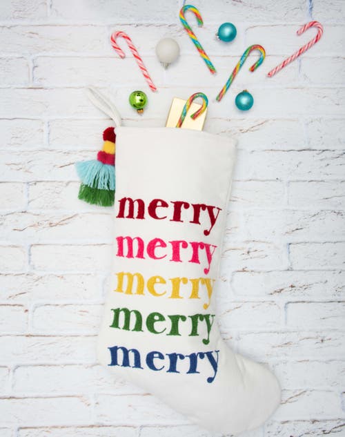 Carol & Frank Colorful Merry Stocking In Multi
