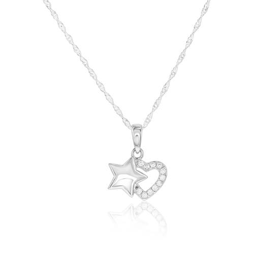 Donatello Gian Sterling Silver Star And Heart Necklace In Silver