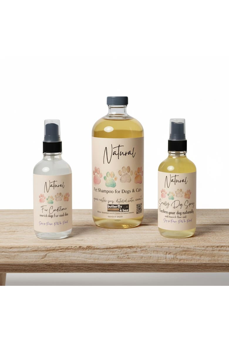 Natural Pet Care Kit Organic Dog Shampoo, Paw Balm & Fur Conditioning Spray, Alternate, color, Natural
