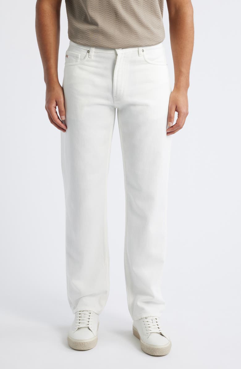 Emporio Armani White Lyocell & Cotton 5-Pocket Pants, Main, color, White