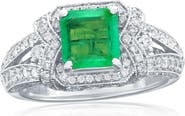 SOUZANA by Suzy Levian 14K White Gold 1.07ct Colombian Emerald & 0.93cttw Diamond Ring