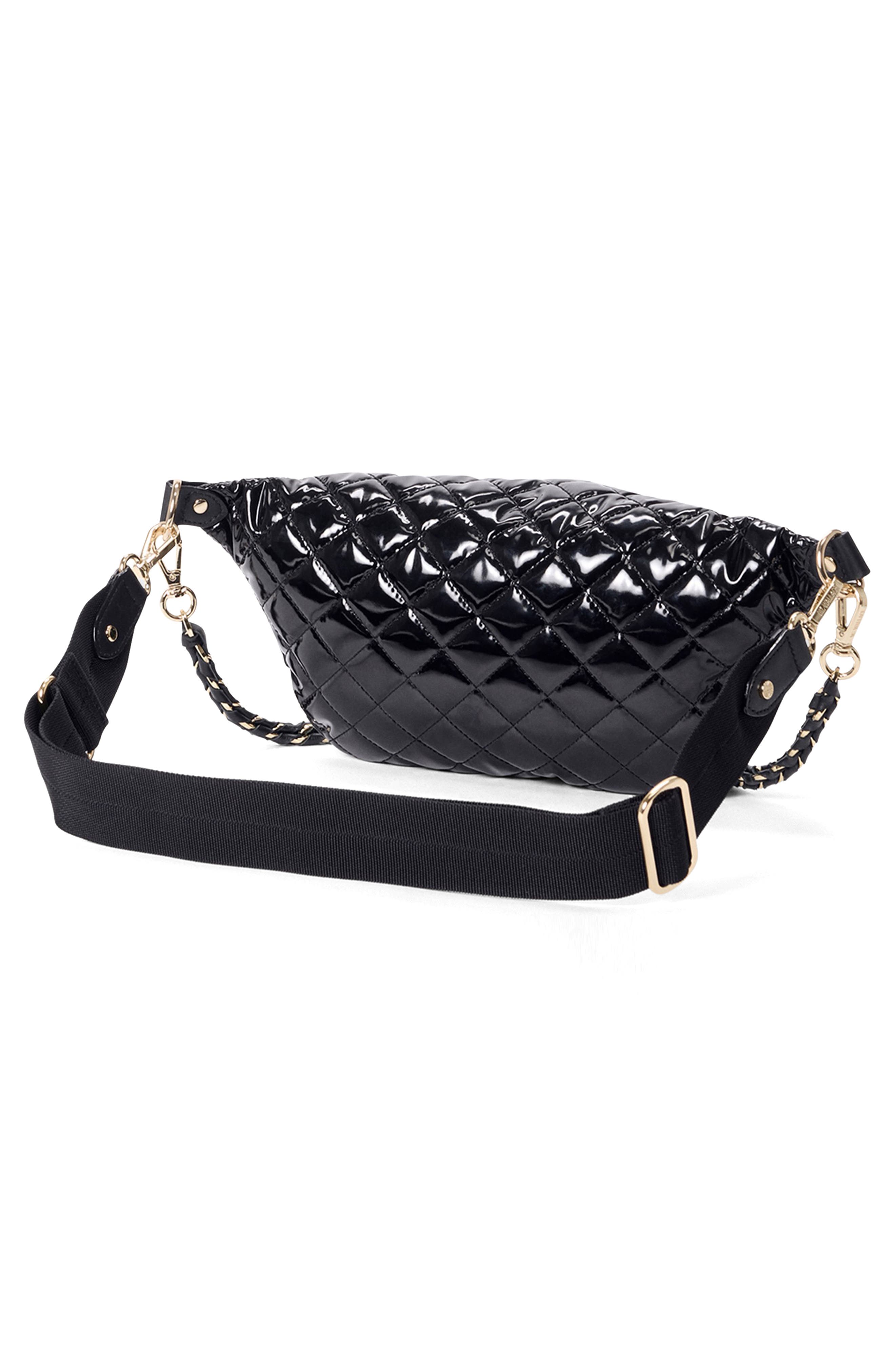 MZ Wallace Small Crosby Quilted Nylon Convertible Sling Bag, Alternate, color, Black Lacquer